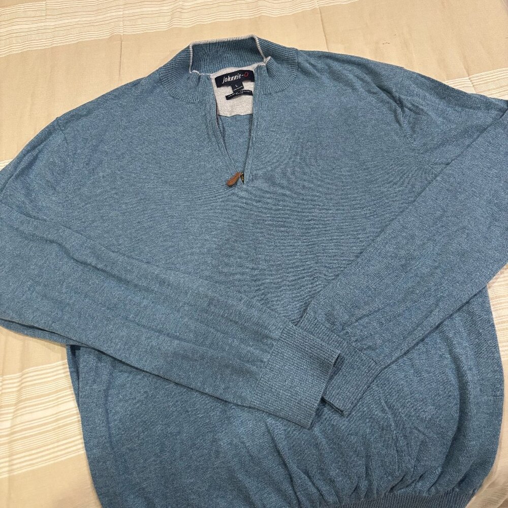 Johnny O Light Blue Quarter Zip Sweater